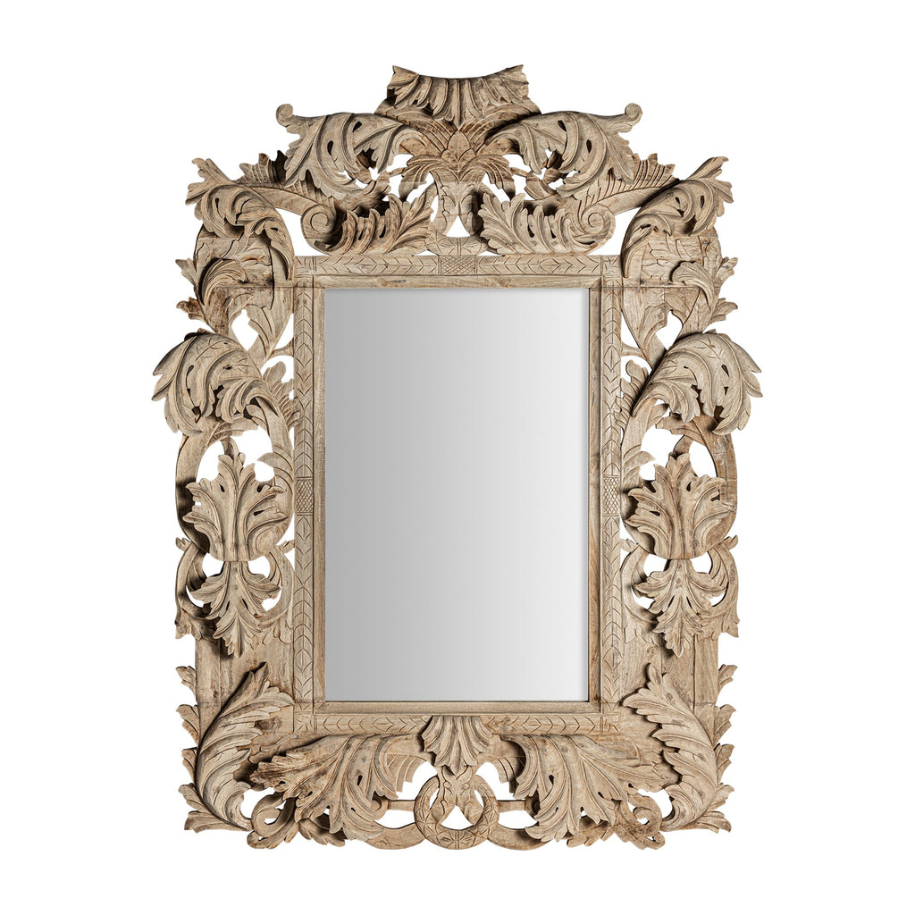 Grosser handgefertigter Spiegel aus Teakholz - Maison Oudh