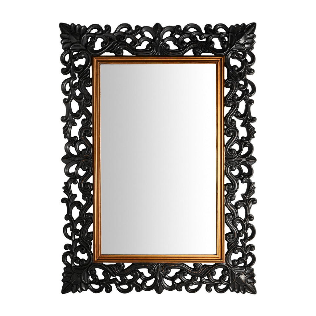 Grosser schwarzer Spiegel kombiniert mit Gold - Maison Oudh