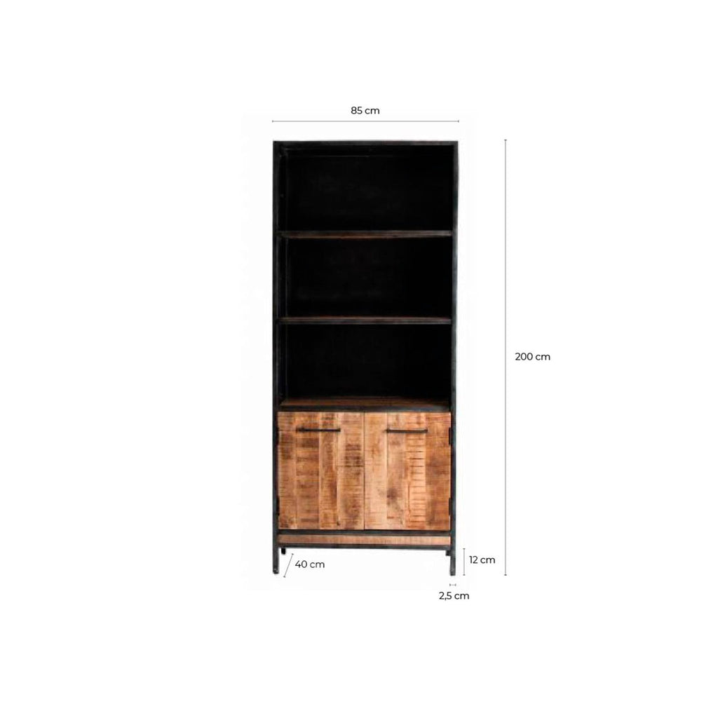 Grosses Regal aus Mangoholz kombiniert mit zwei Türen - Maison Oudh