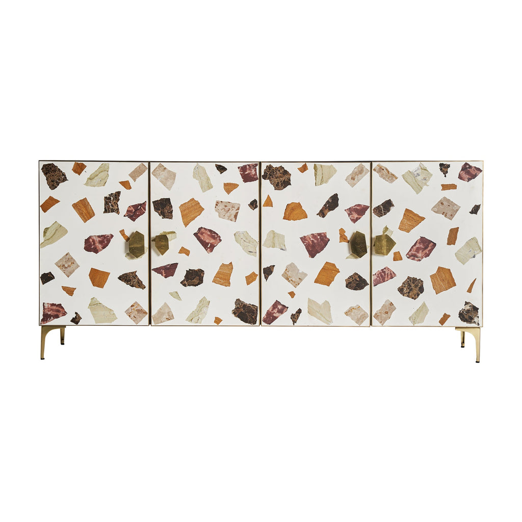 Grosses Sideboard aus Mangoholz mit einer dekorativen bunten Front - Maison Oudh