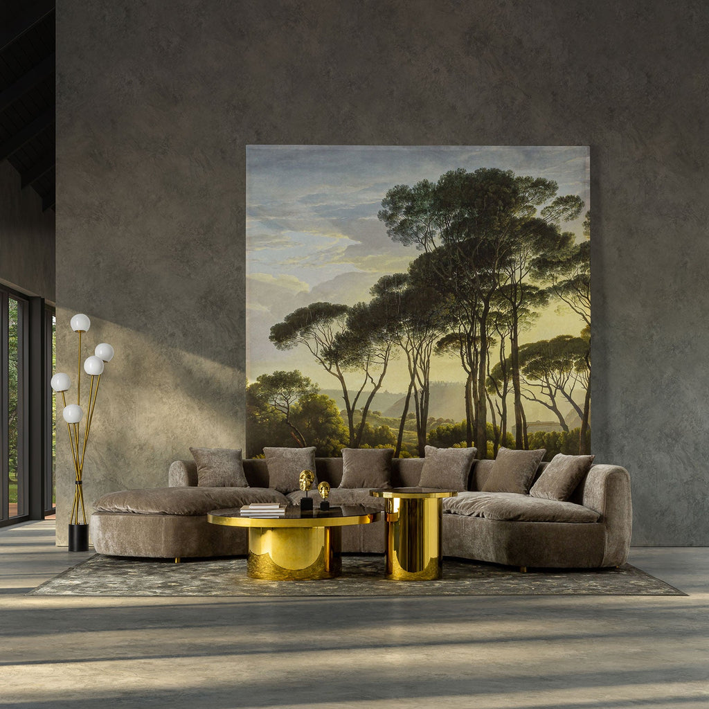 Grosses Sofa aus braunem Samt kombiniert mit Stahl - Maison Oudh
