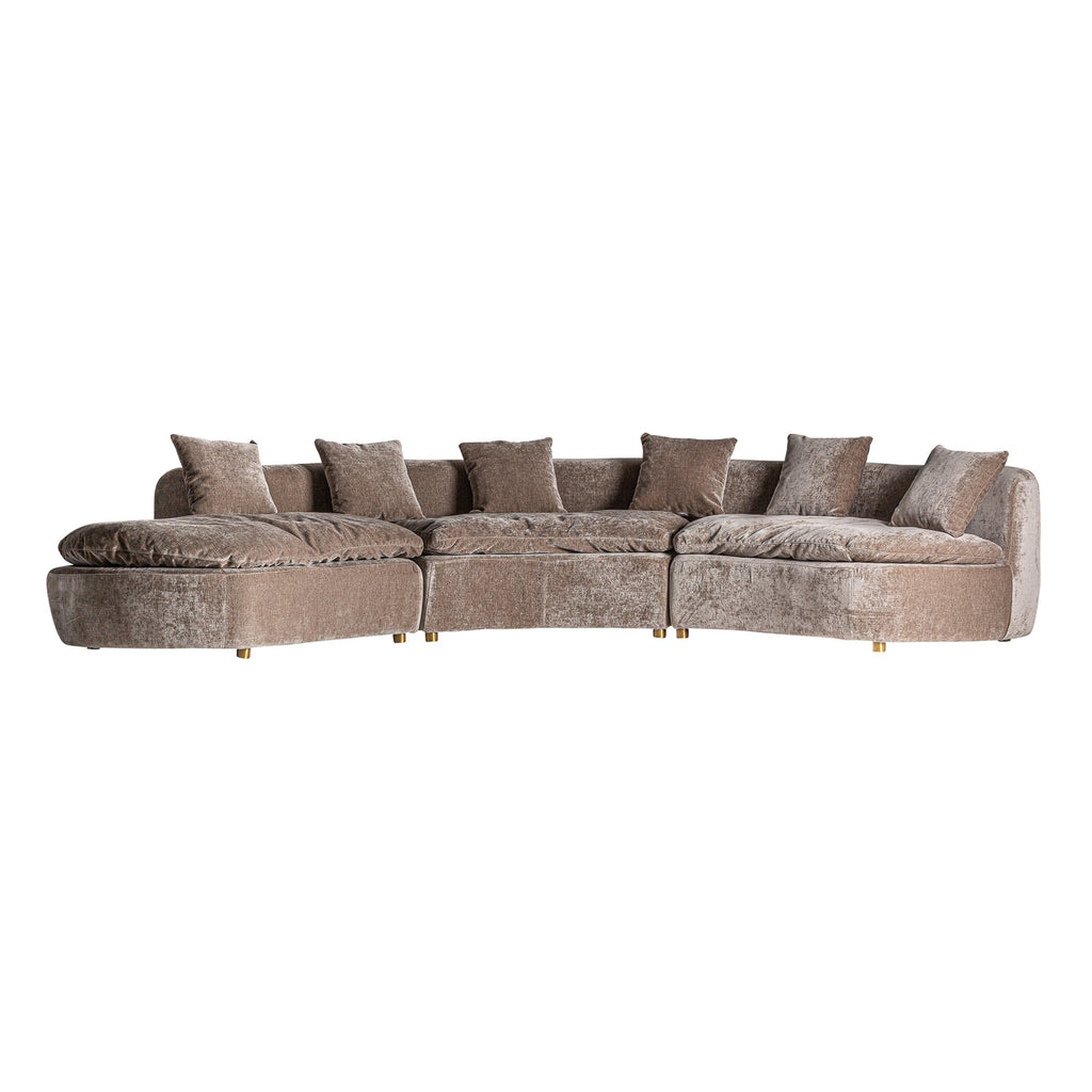 Grosses Sofa aus braunem Samt kombiniert mit Stahl - Maison Oudh