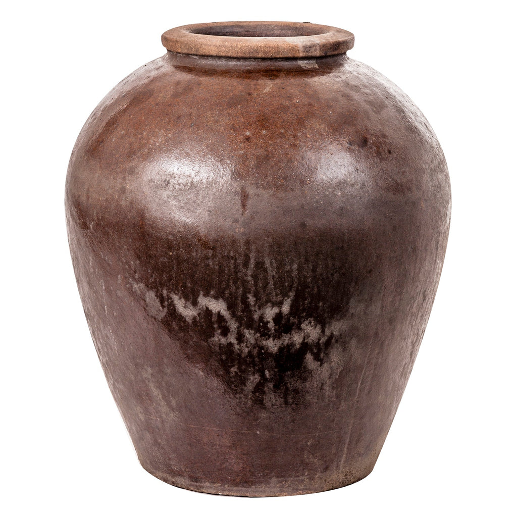 Vintage Outdoor: Handgefertigte Amphore aus Brauner Keramik