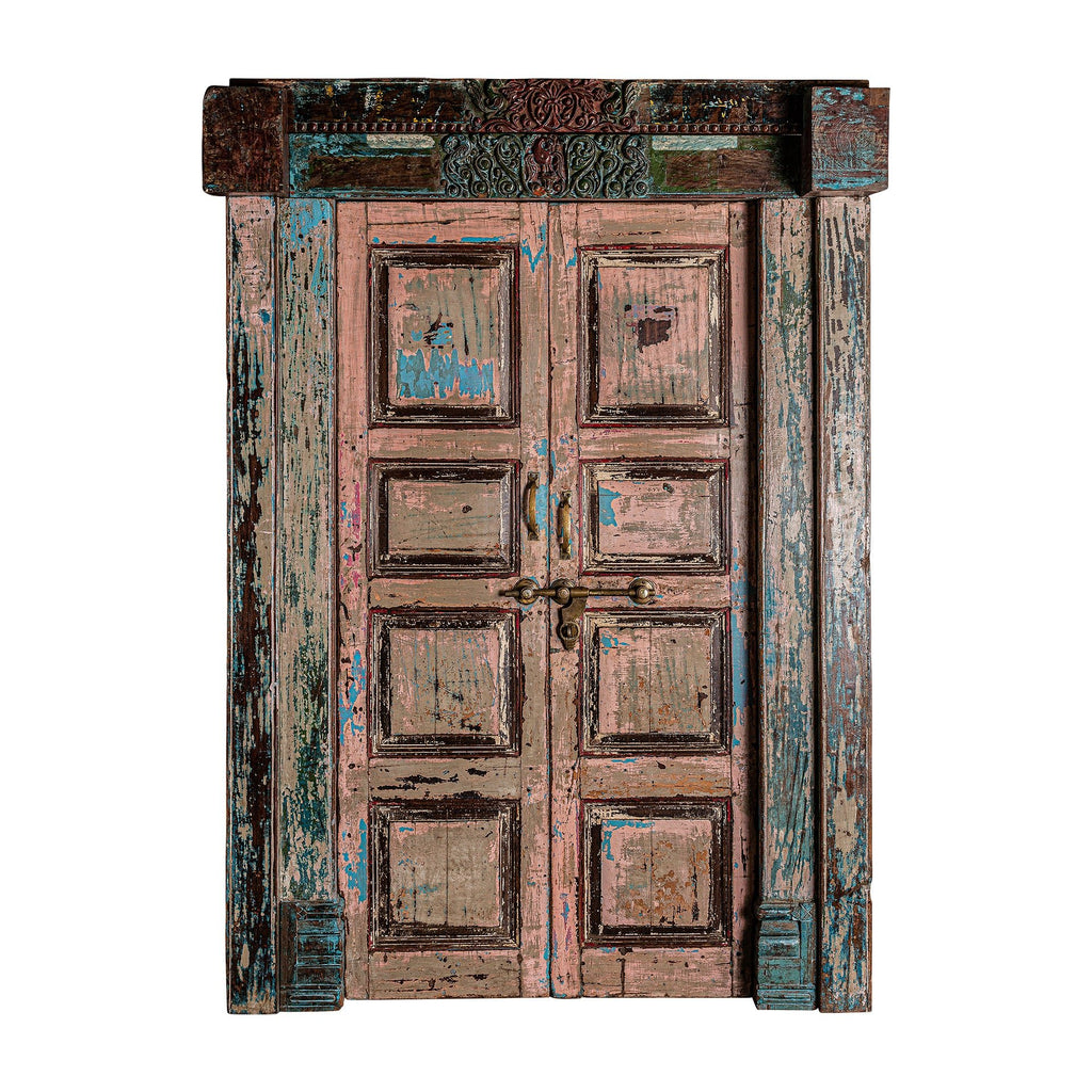 Handgefertigte Tür aus Antikem Teakholz im Ethno Stil