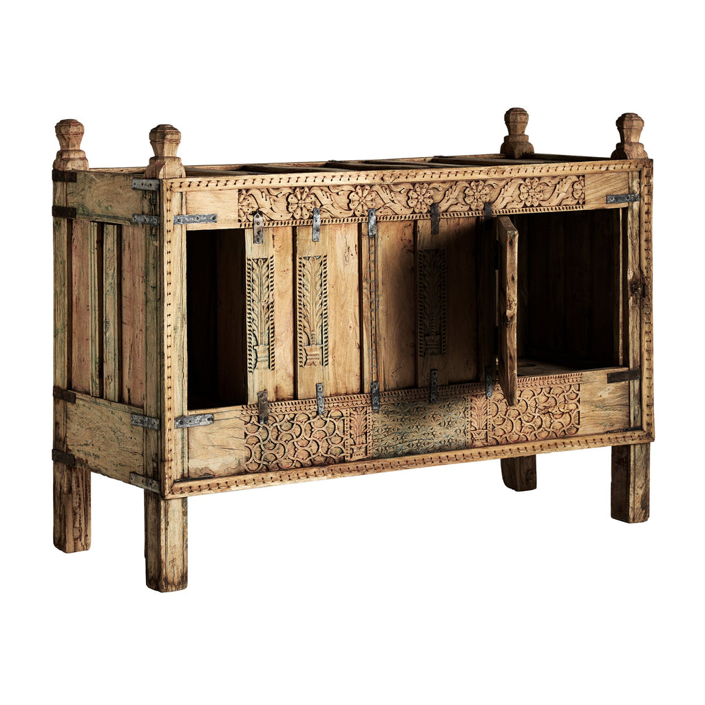 Handgefertigte Konsole aus antikem Mangoholz mit dekorativen Verzierungen - Maison Oudh