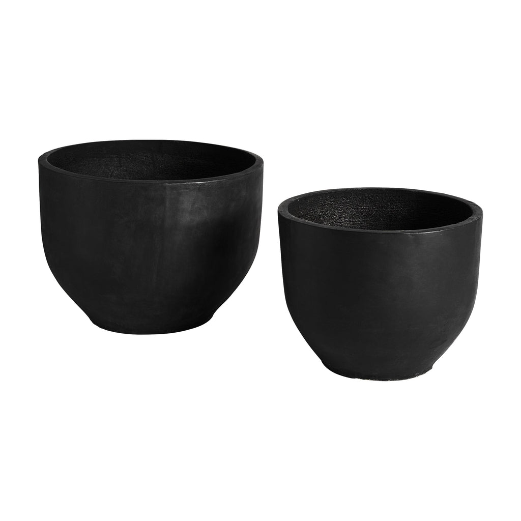 Handgefertigte schwarze Amphoren aus Keramik im 2er Set -small- - Maison Oudh