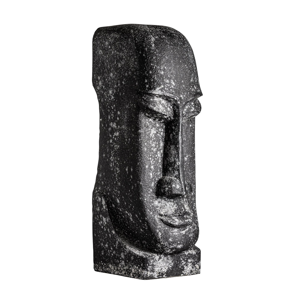 Handgefertigte schwarze Skulptur Face aus Beton - Maison Oudh