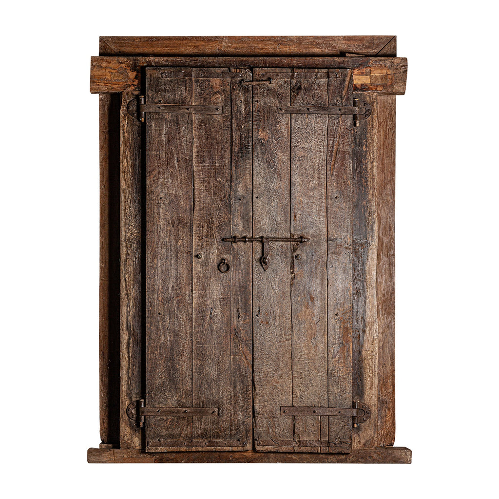 Handgefertigte Tür aus antikem Mangoholz mit dekorativen Schnitzereien - Maison Oudh