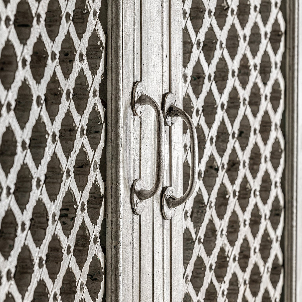 Handgefertigte Tür aus Teakholz im Provence Stil in Off White - Maison Oudh
