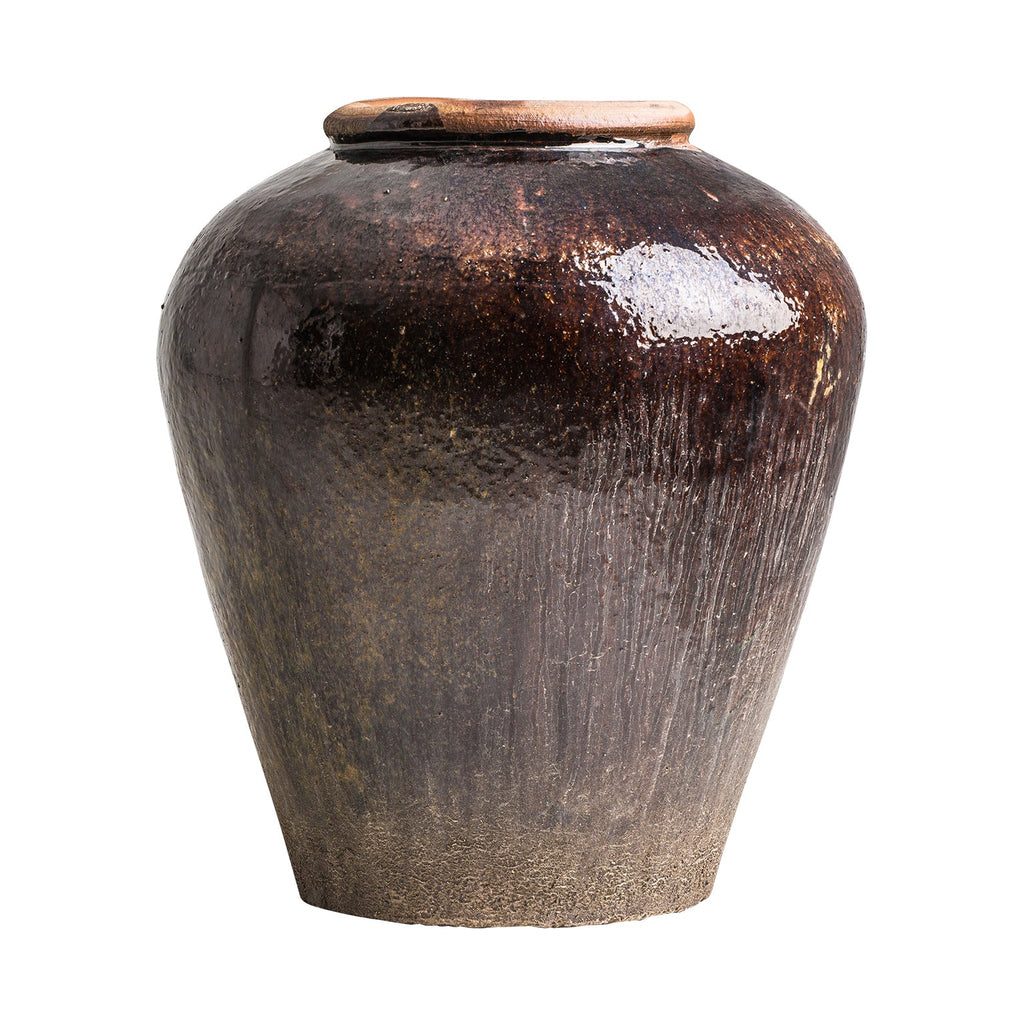 Grosse Handgefertigte Terrakotta Vase in Braun