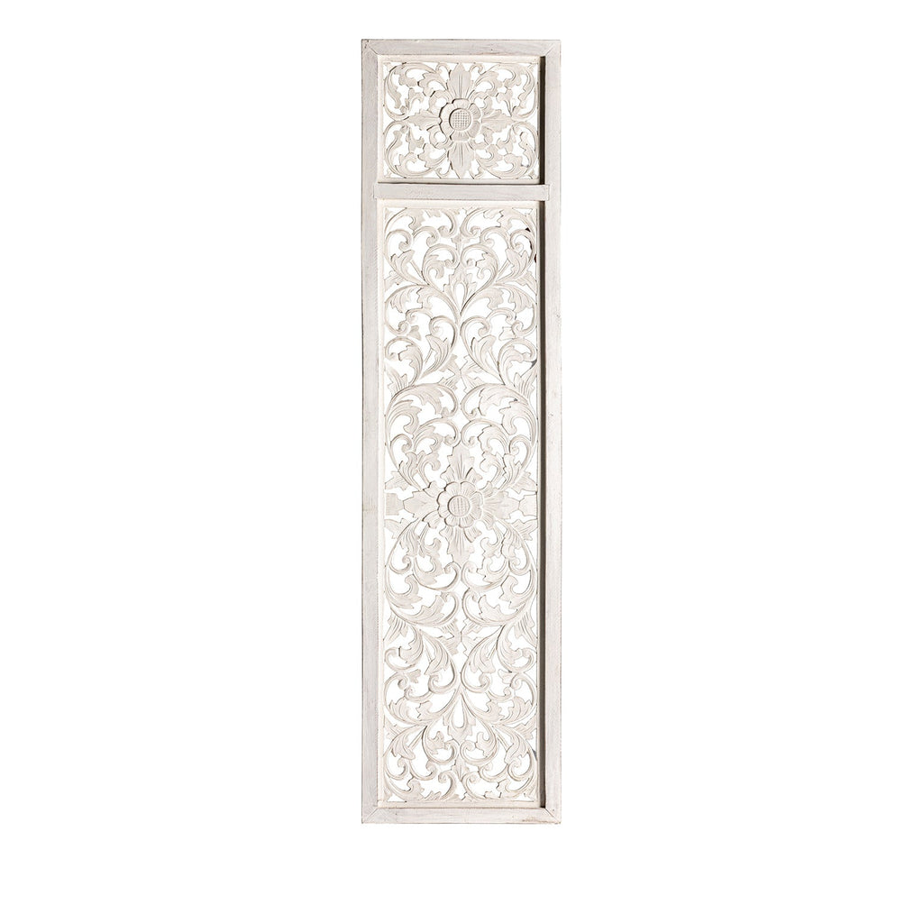 Handgefertigte Weisse Holztür mit Schnitzereien im Orientalischen Stil