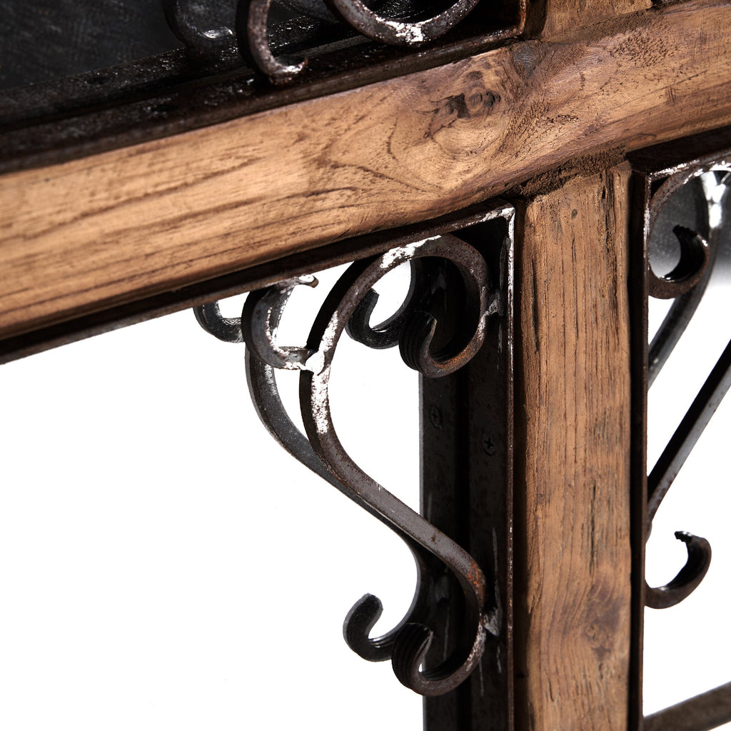 Handgefertigter eckiger Spiegel aus Teakholz im Provence Stil - Maison Oudh
