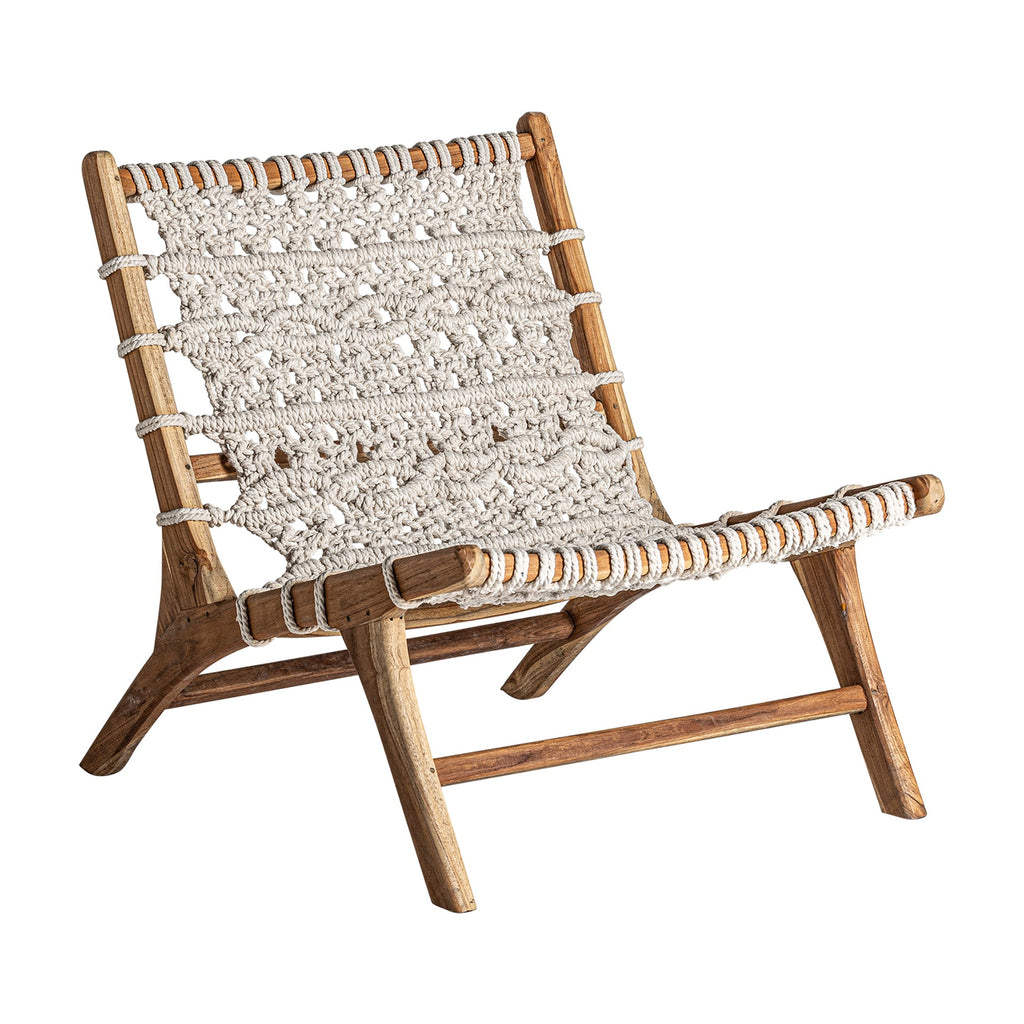 Handgefertigter Sessel aus Teakholz kombiniert mit Baumwolle - Maison Oudh