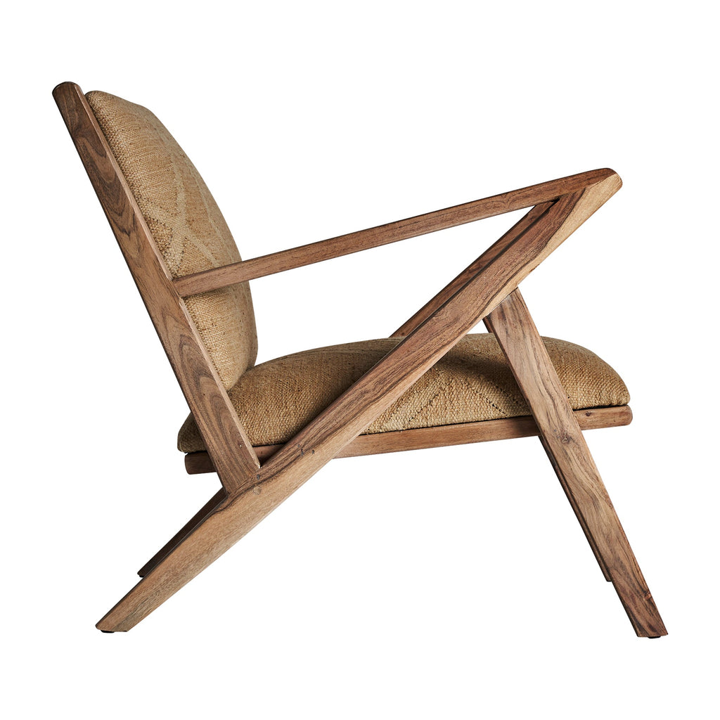 Handgefertigter Sessel mit Armlehnen aus Mangoholz und Jute - Maison Oudh