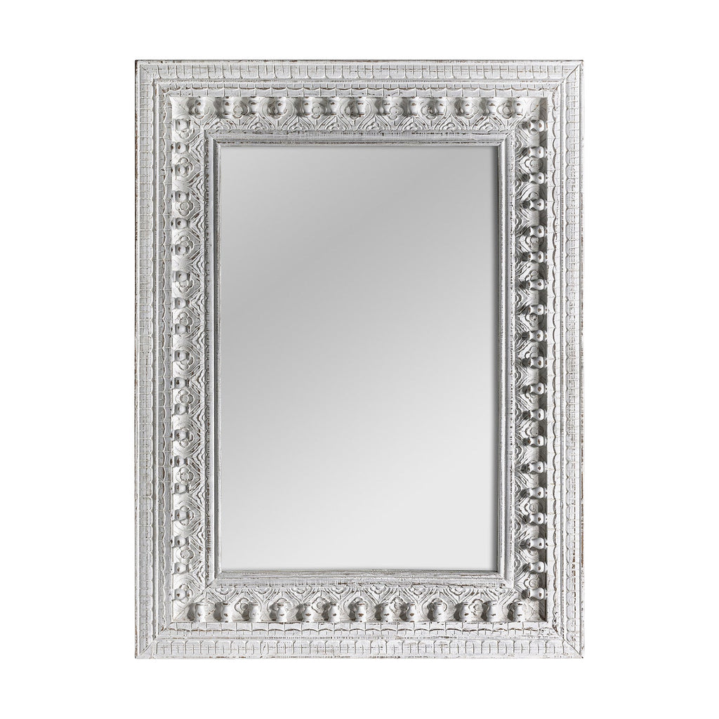 Handgefertigter Spiegel aus Teakholz in Off White - Maison Oudh