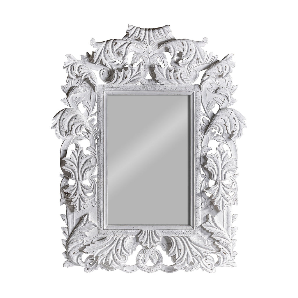 Handgefertigter Spiegel Unikat aus Teakholz in Off White im Stil Provence - Maison Oudh