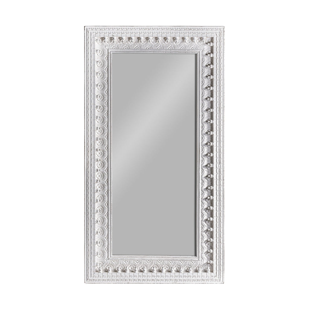 Handgefertigter Spiegel Unikat in Off White mit Schnitzereien - Maison Oudh