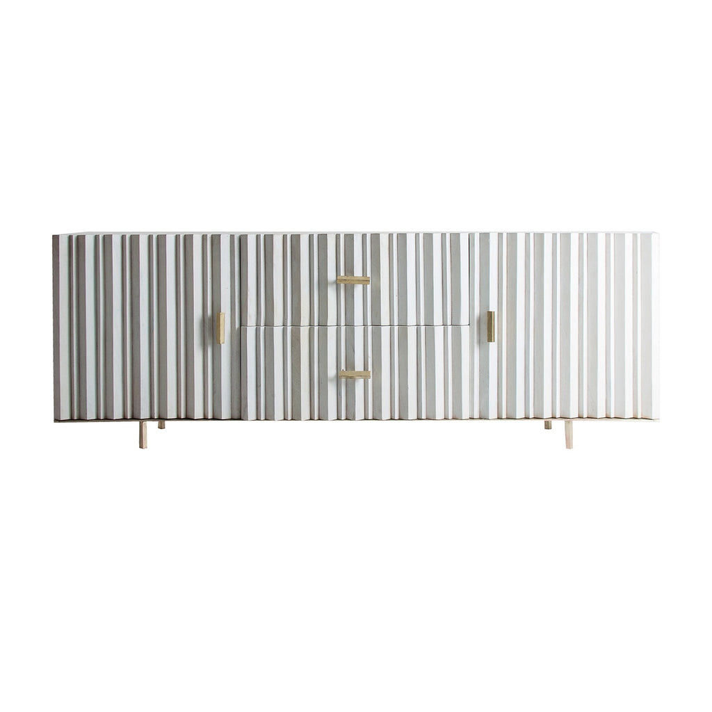 Handgefertigtes Sideboard aus Mangoholz kombiniert mit goldenen Details - Maison Oudh