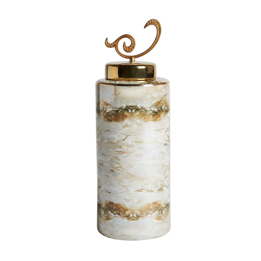 Keramikvase kombiniert mit einem dekorativen Deckel in Gold large - Maison Oudh