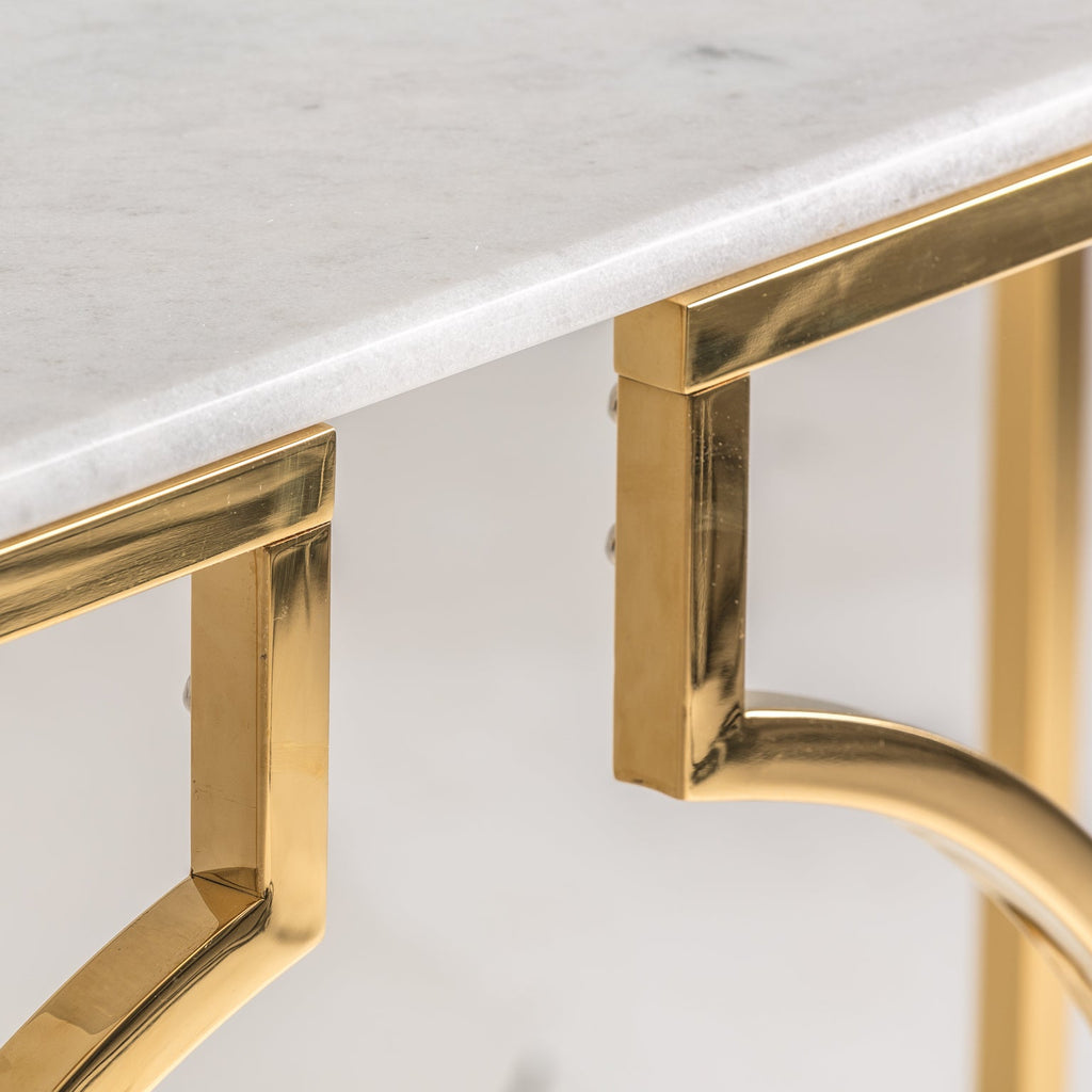 Konsole in Gold kombiniert mit weissem Marmor - Maison Oudh