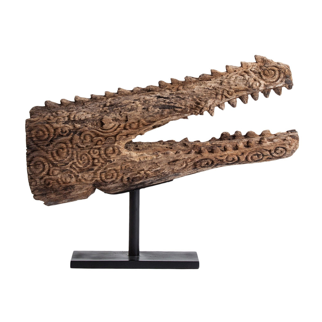 Krokodilkopf aus Tropenholz hergestellt in Handarbeit - Maison Oudh