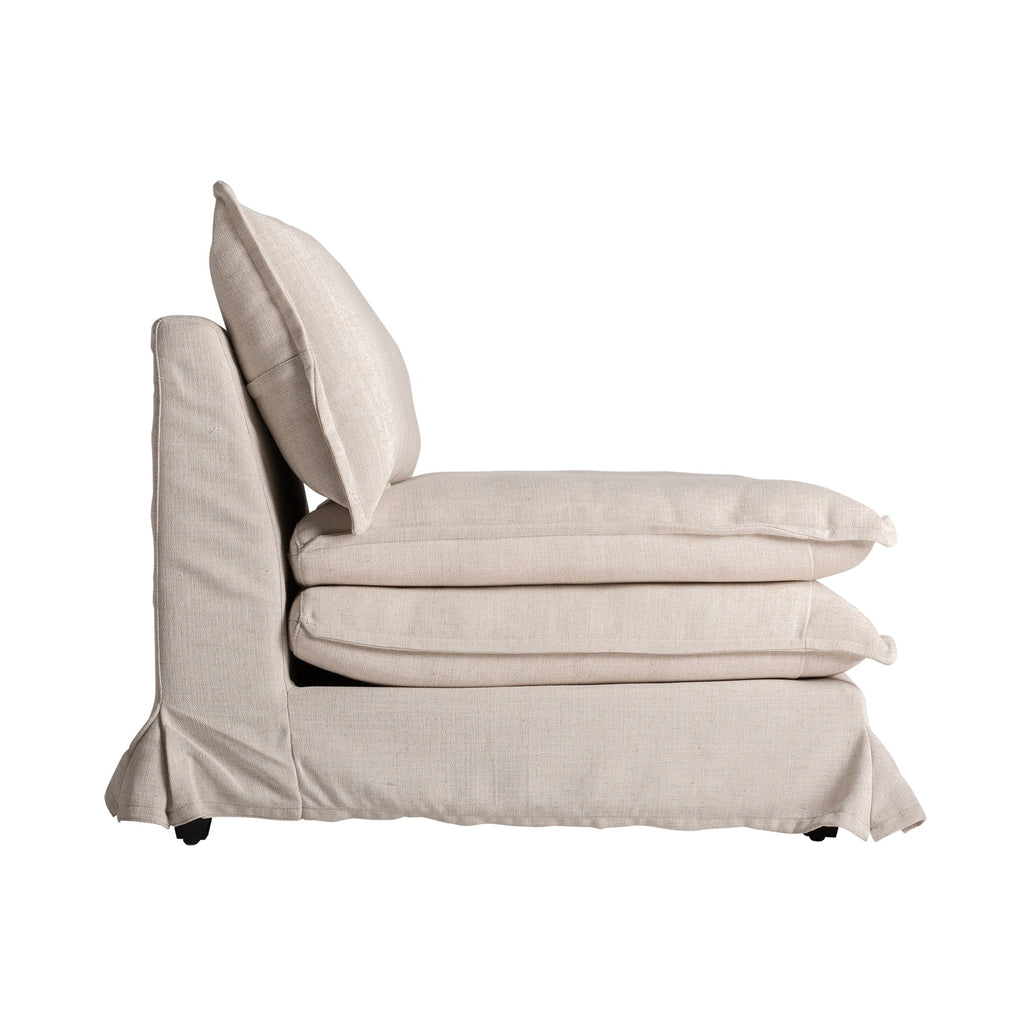Moderner Sessel in Off-White - Eleganz aus Kiefernholz und Polster - Maison Oudh