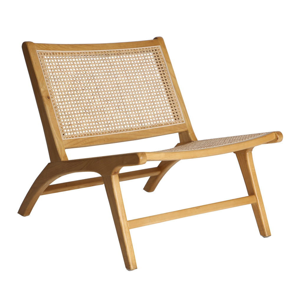 Naturfarbener Sessel aus Birkenholz kombiniert mit Wiener Geflecht - Maison Oudh