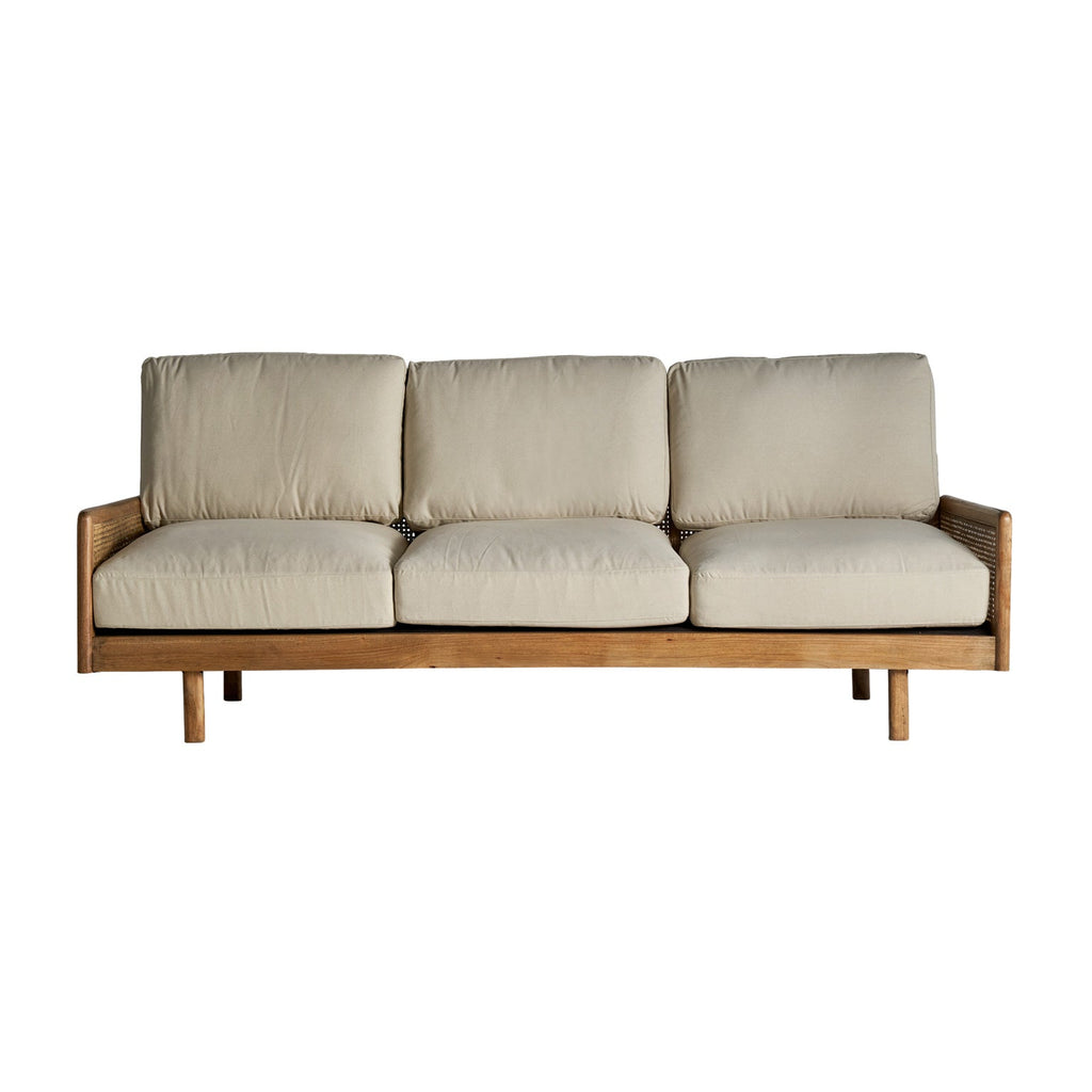 Naturfarbenes Sofa aus Holz mit Wiener Geflecht - Maison Oudh