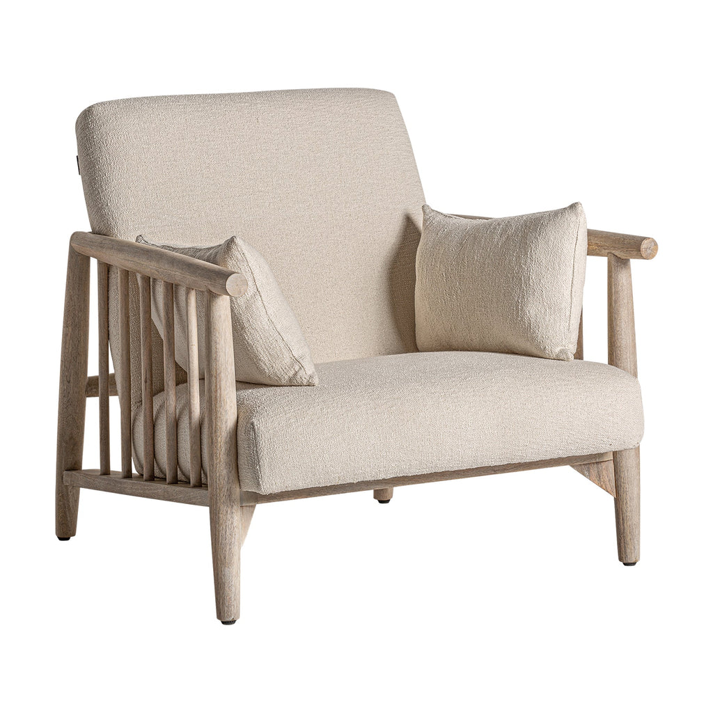 Off-White Contemporary Sessel: Birkenholz & Baumwolle inkl. Kissen - Maison Oudh