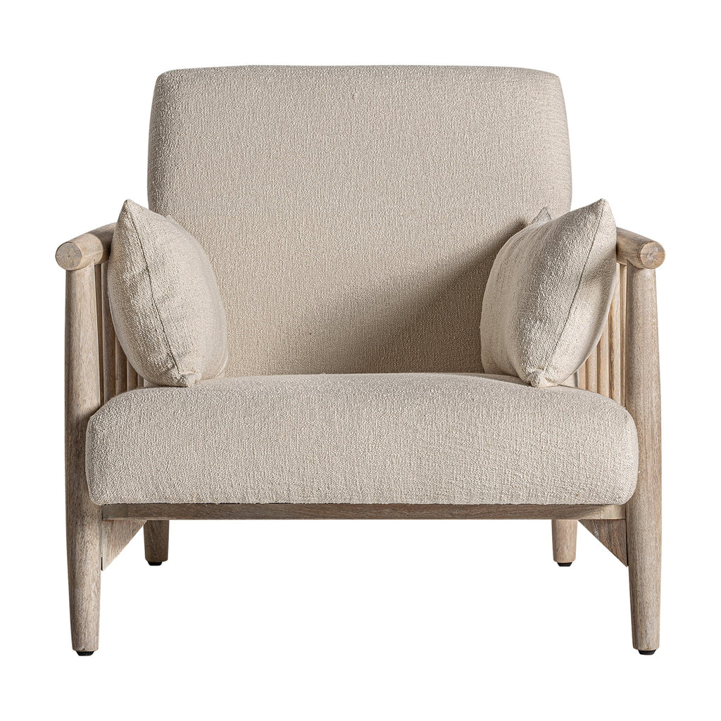 Off-White Contemporary Sessel: Birkenholz & Baumwolle inkl. Kissen - Maison Oudh
