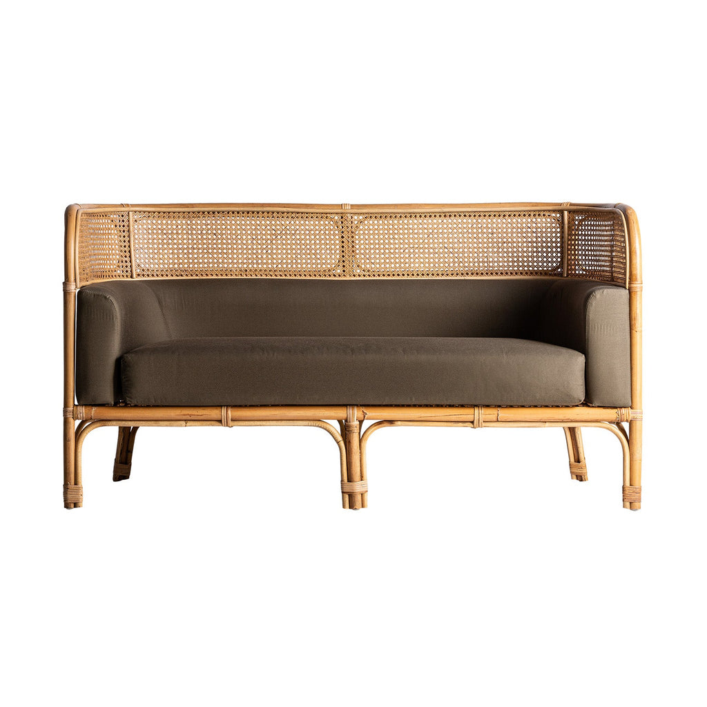 Rattan-Sofa in Camel im Contemporary Design mit Wiener Geflecht - Maison Oudh