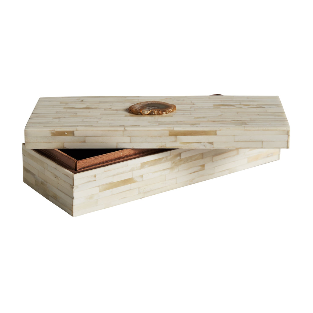 Rechteckige elfenbeinfarbene Box aus Bone mit einem Deckel - Maison Oudh