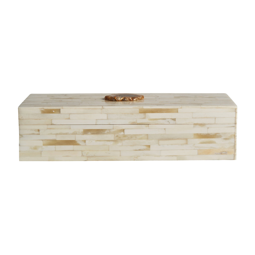 Rechteckige elfenbeinfarbene Box aus Bone mit einem Deckel - Maison Oudh