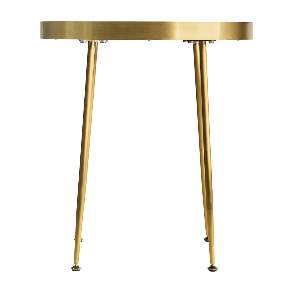 Runder Beistelltisch in Gold mit einer dekorativen Tischplatte - Maison Oudh