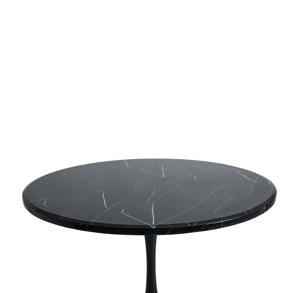 Runder Esstisch mit einer Platte aus schwarzem Kunstmarmor - Maison Oudh