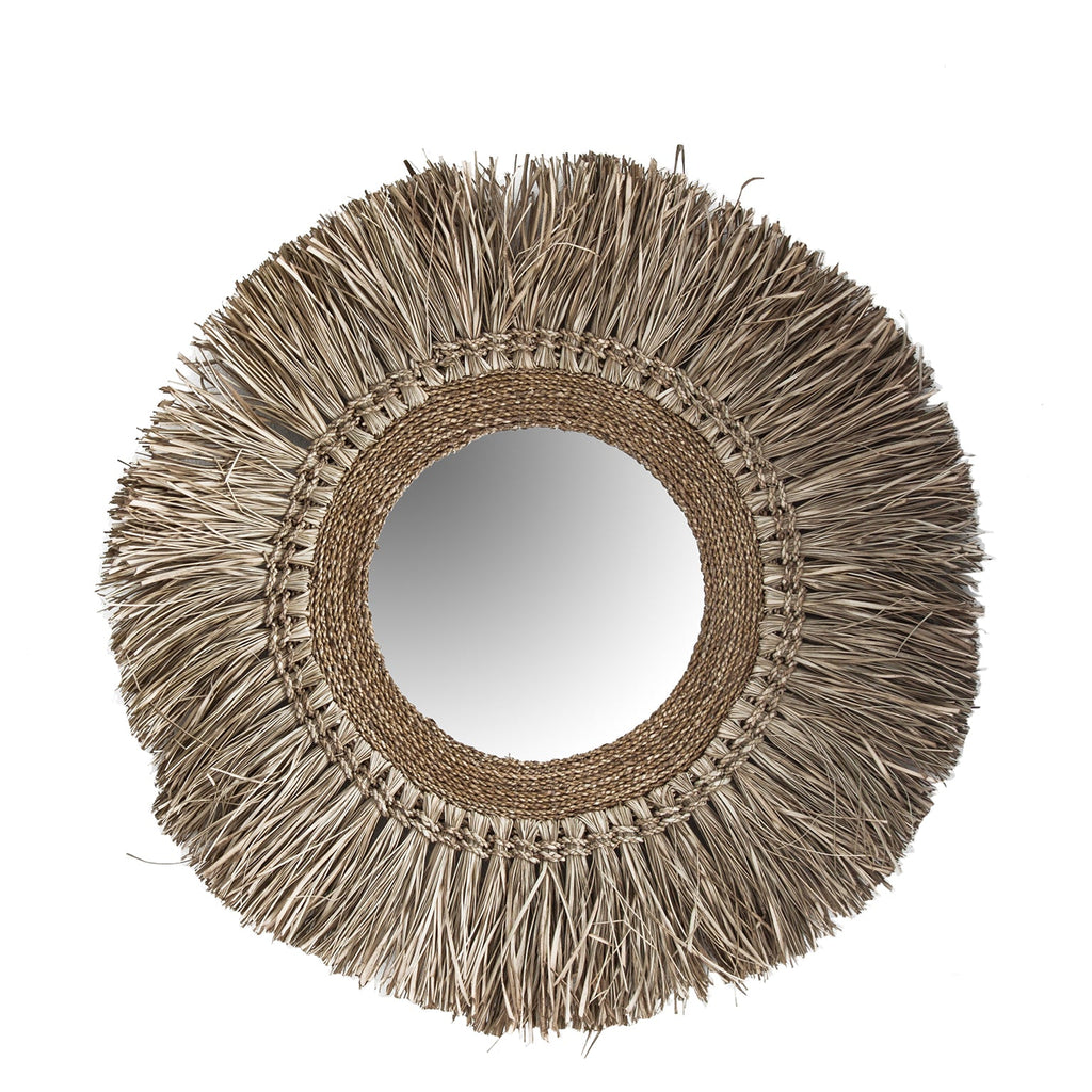 Runder Spiegel aus Tropenholz im Ethnic Design - Maison Oudh
