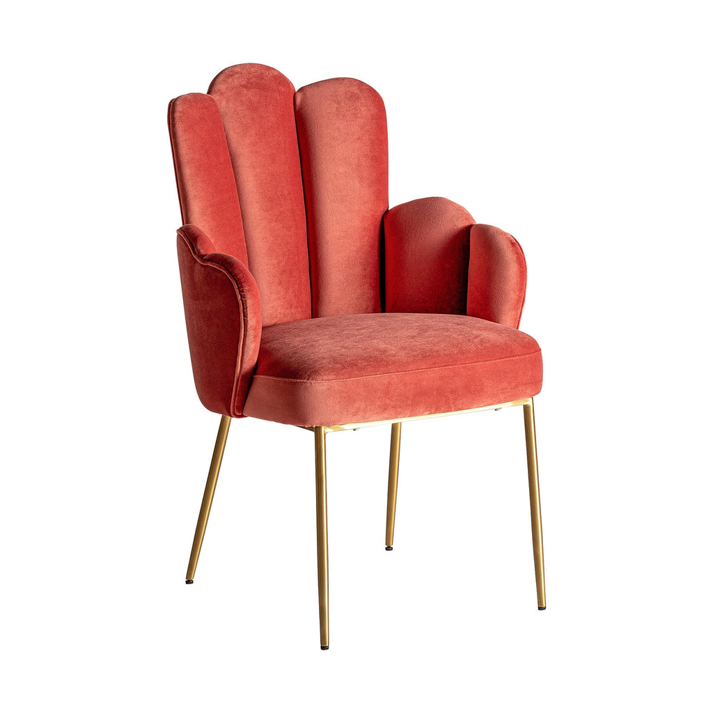 Samtstuhl Pink mit goldenen Beinen im Art Deco Design - Maison Oudh