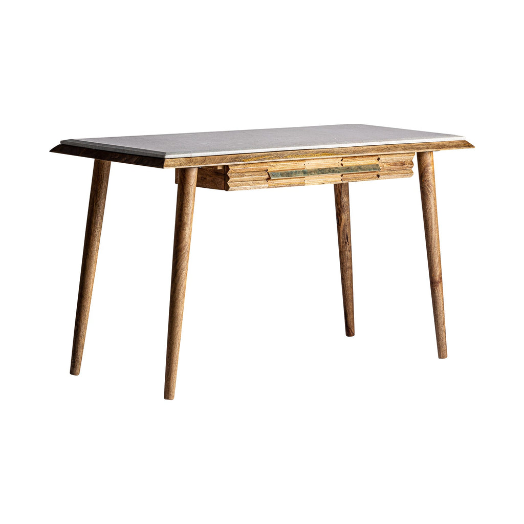 Schreibtisch aus Mangoholz kombiniert mit Marmor - Maison Oudh