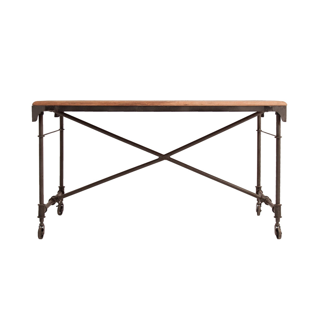 Schreibtisch aus Mangoholz kombiniert mit Metall im Industrial Stil - Maison Oudh