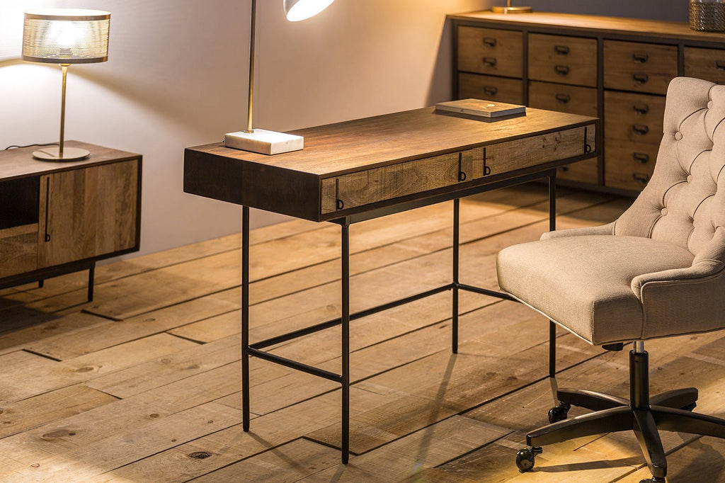 Schreibtisch aus Mangoholz mit zwei Schubladen - Maison Oudh