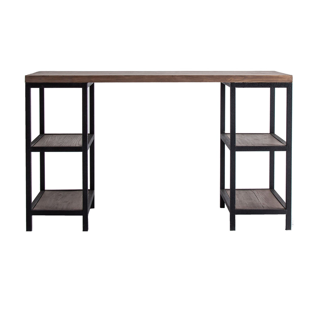 Schreibtisch im Industrial Design hergestellt aus Ulmenholz und Eisen - Maison Oudh