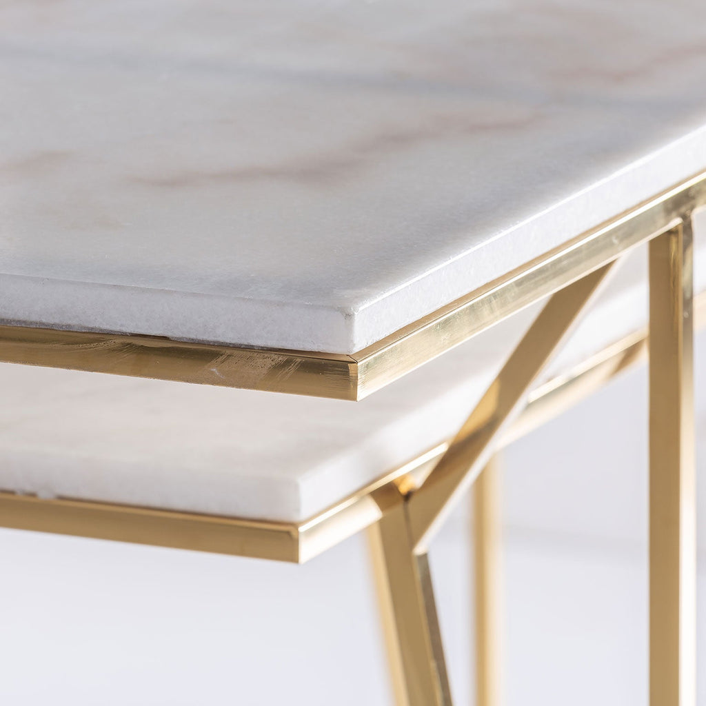 Schreibtisch in Gold mit weissem Marmor - Maison Oudh