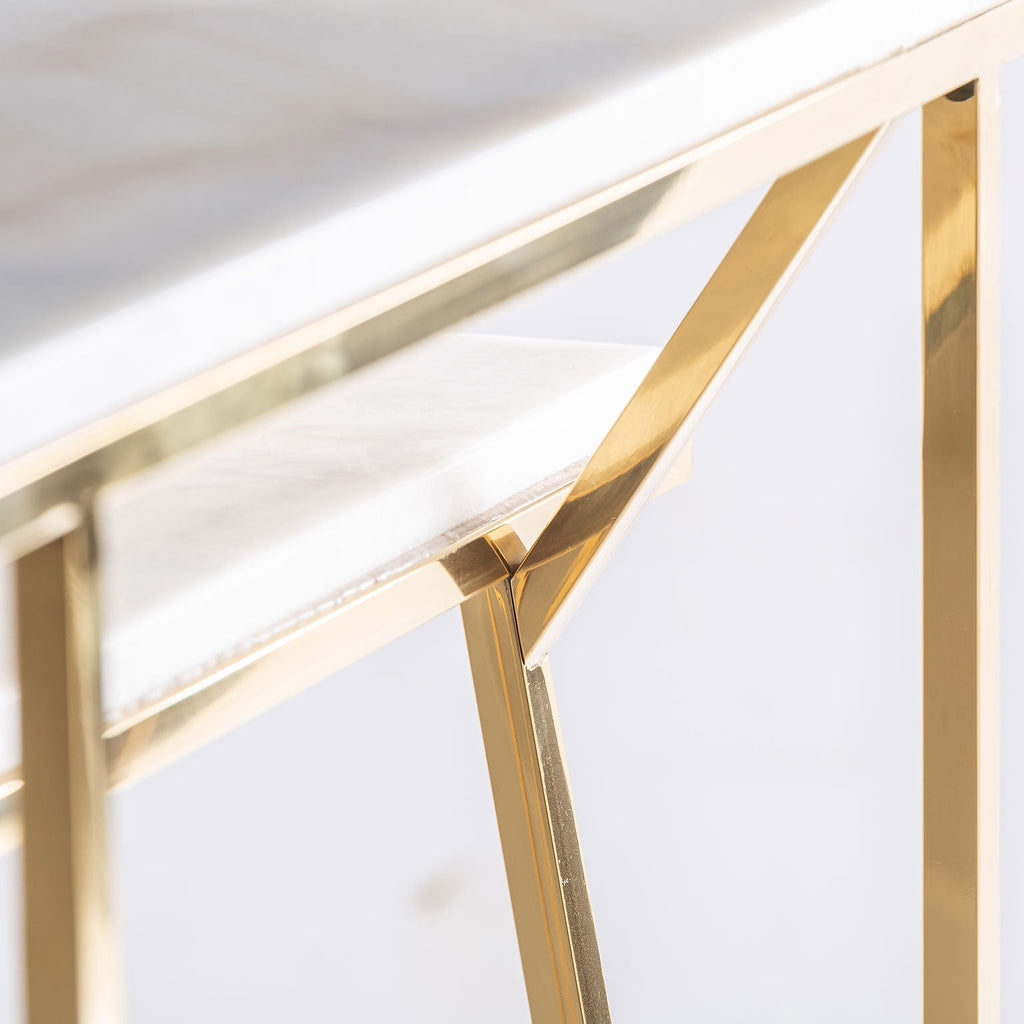 Schreibtisch in Gold mit weissem Marmor - Maison Oudh