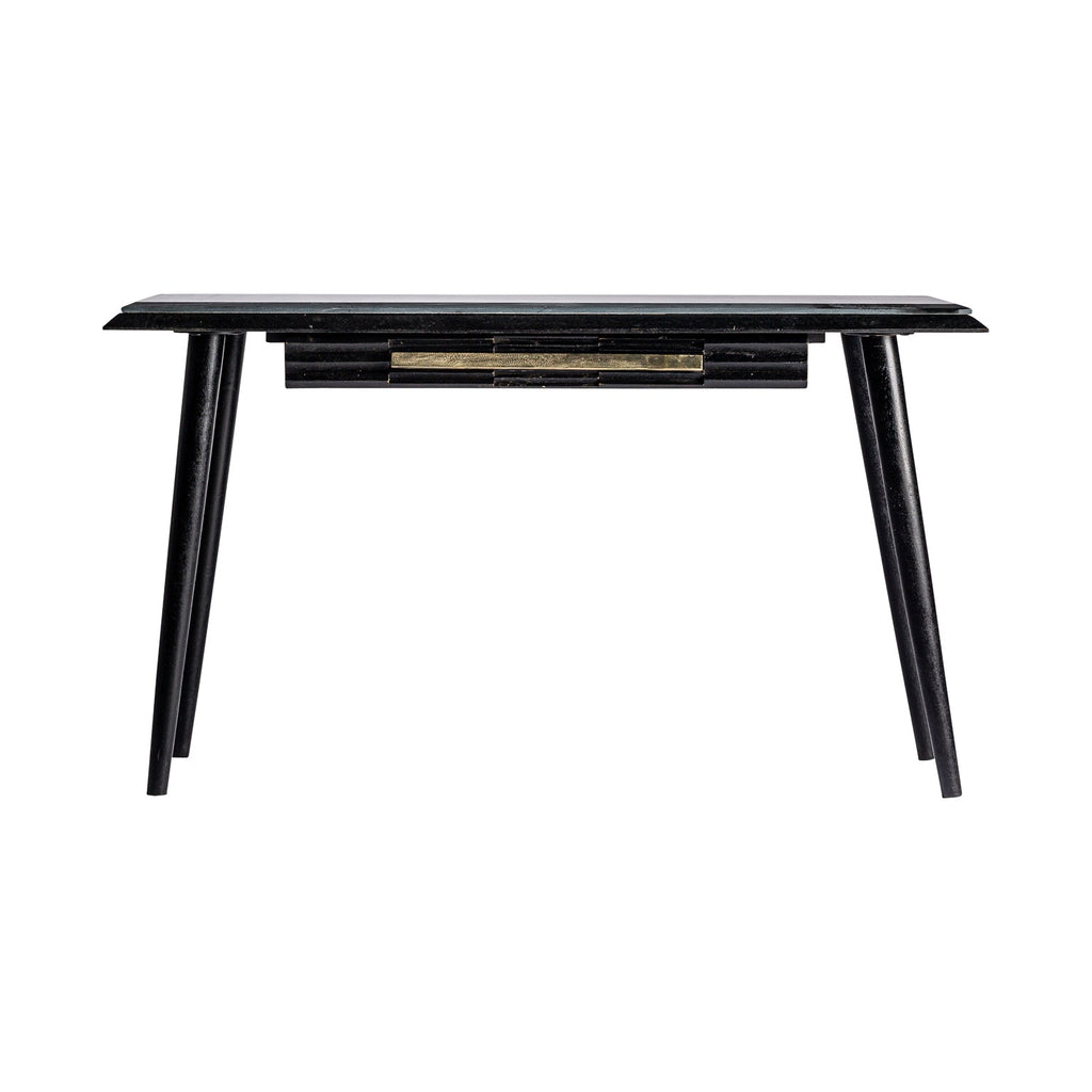 Schreibtisch in Schwarz aus Mangoholz kombiniert mit Marmor - Maison Oudh