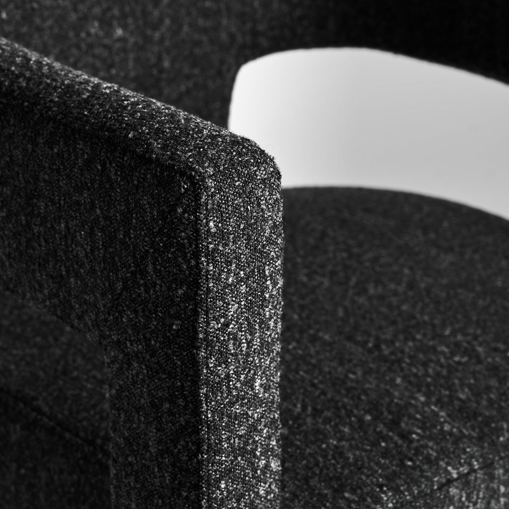 Schwarzer Art Deco Stuhl mit Armlehnen aus Bouclé Baumwolle - Maison Oudh