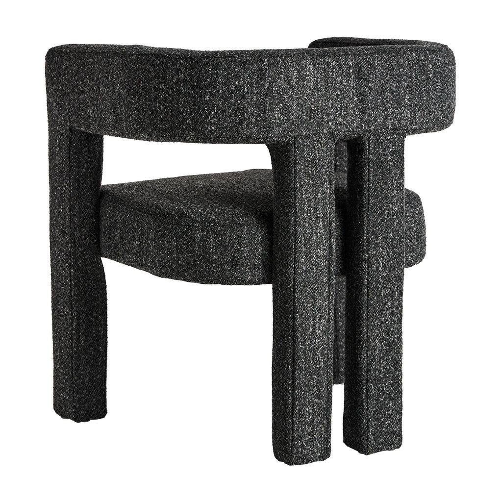 Schwarzer Art Deco Stuhl mit Armlehnen aus Bouclé Baumwolle - Maison Oudh