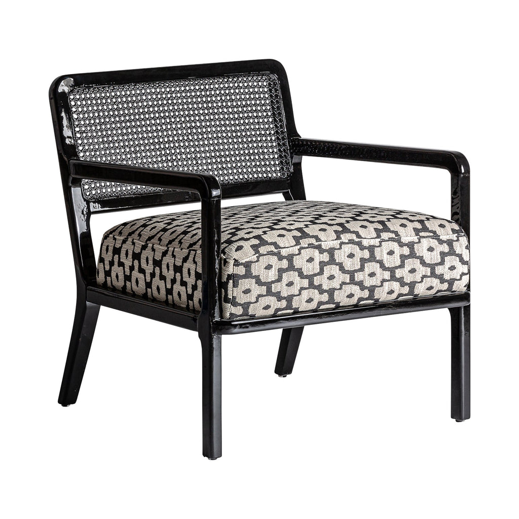 Schwarzweisser Sessel aus Gummibaumholz im Contemporary Design - Maison Oudh