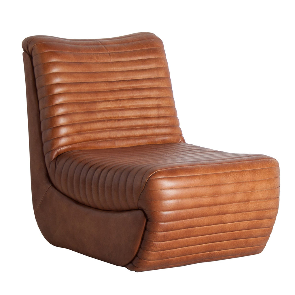 Sessel aus braunem Leder im Vintage Stil - Maison Oudh