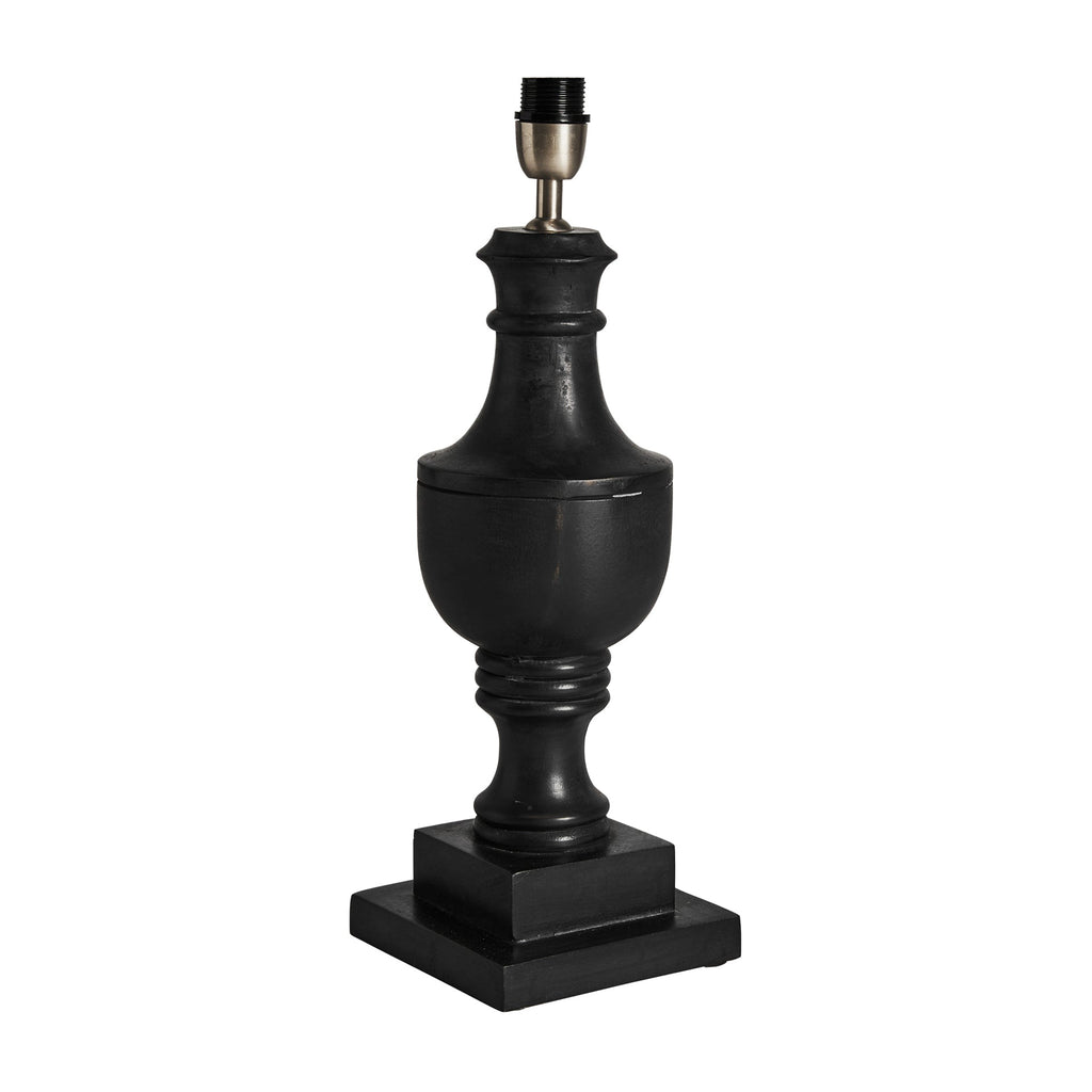 Tischlampe aus dunklem Mangoholz kombiniert mit einem Lampenschirm aus Baumwolle - Maison Oudh