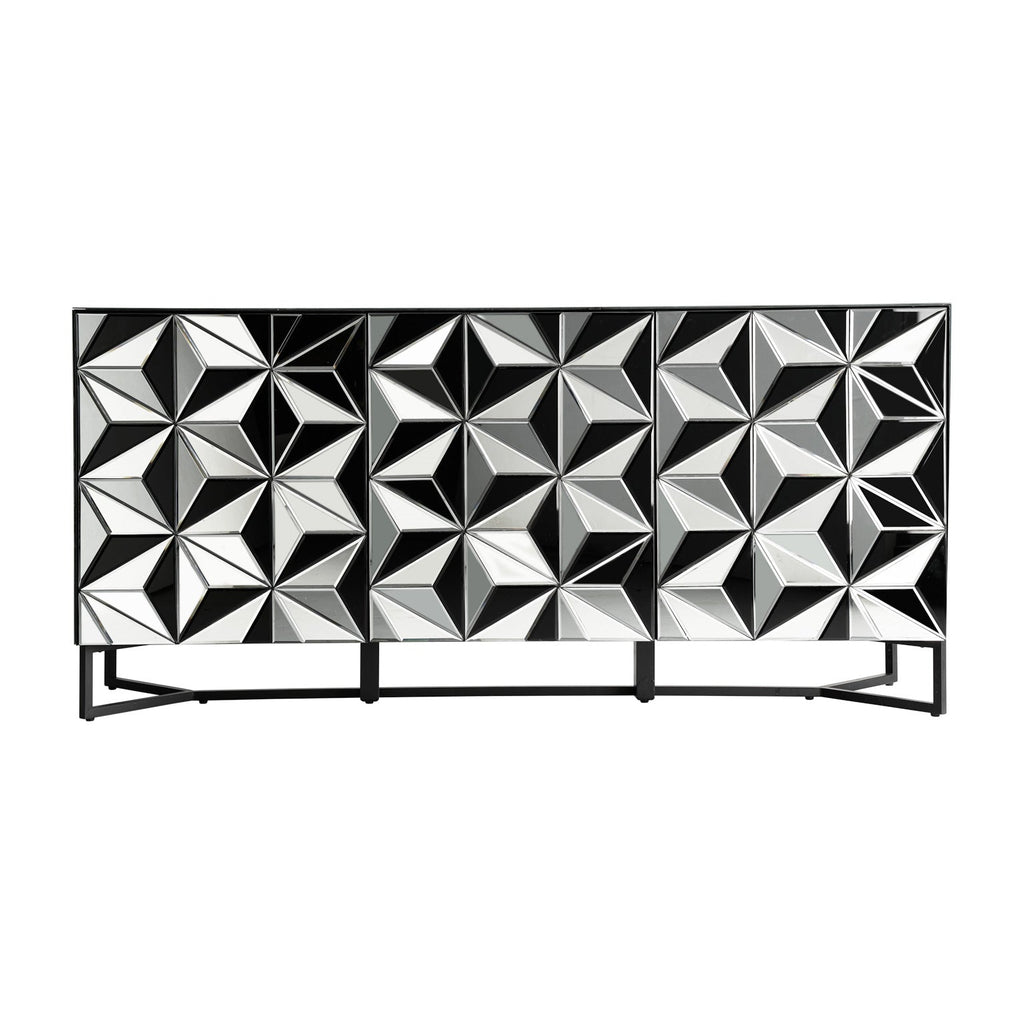 Verspiegeltes Sideboard im Art Deco Stil kombiniert mit schwarzem Stahl - Maison Oudh